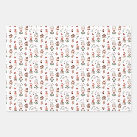 Claus Wrapping Paper Flat Sheet Set 3 Geschenkpapier Set (Vorderseite 3)