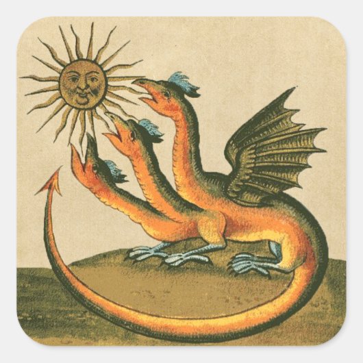 Clavis Artis Alchemy Dragons Quadratischer Aufkleber (Vorderseite)