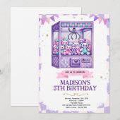 Claw machine arcade party invitation einladung (Vorne/Hinten)