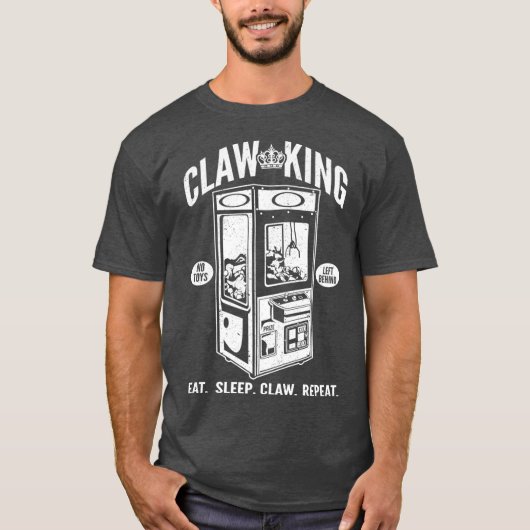 Claw Machine King Arcade Gamer Eat Sleep Claw T-Shirt (Vorderseite)