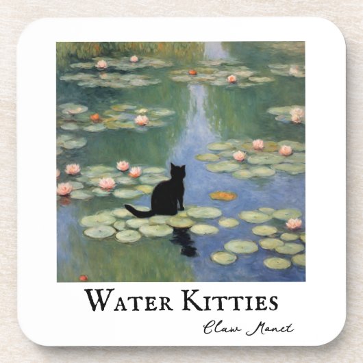 Claw Monet Water Lilies Cat Pond Getränkeuntersetzer (Vorderseite)