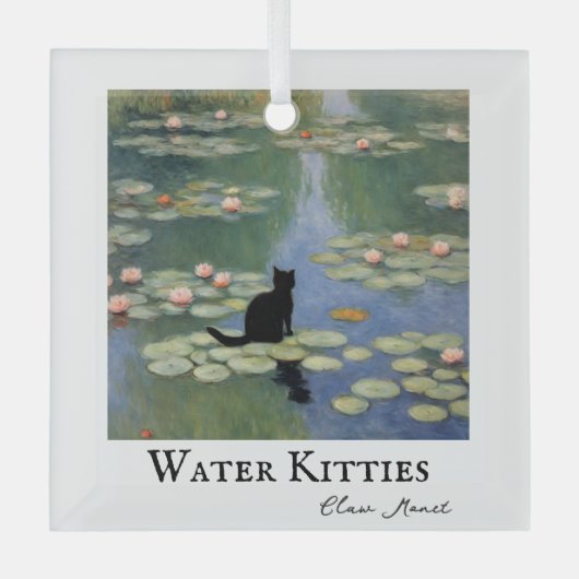 Claw Monet Water Lilies Cat Pond Weihnachten Ornament Aus Glas (Vorderseite)