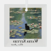 Claw Monet Water Lilies Cat Pond Weihnachten Ornament Aus Glas (Rückseite)