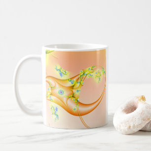 Claw Orange und Gelbes Fraktal Art Kaffeetasse