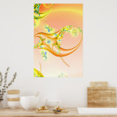Claw | Orange und Gelbes Fraktal Art Poster (Küche)