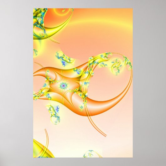 Claw | Orange und Gelbes Fraktal Art Poster (Vorne)