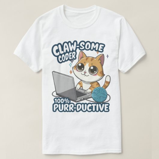 Claw-some Coder Anime Cat T - Shirt - Funny Progra (Design vorne)