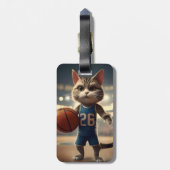 Claw-some Hoops: Der Fearless Cat Basketballer Gepäckanhänger (Rückseite vertikal)