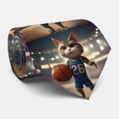 Claw-some Hoops: Der Fearless Cat Basketballer Krawatte (Gerollt)