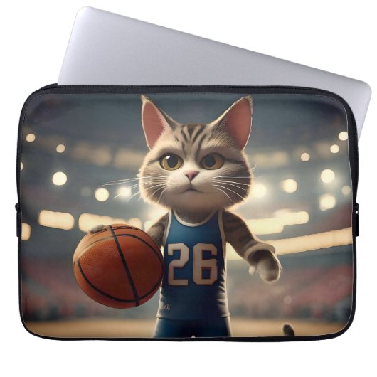 Claw-some Hoops: Der Fearless Cat Basketballer Laptopschutzhülle (Vorderseite)