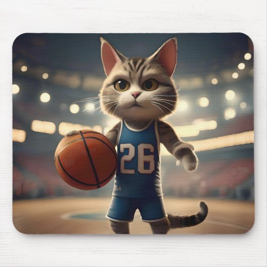 Claw-some Hoops: Der Fearless Cat Basketballer Mousepad (Vorne)
