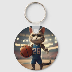 Claw-some Hoops: Der Fearless Cat Basketballer Schlüsselanhänger
