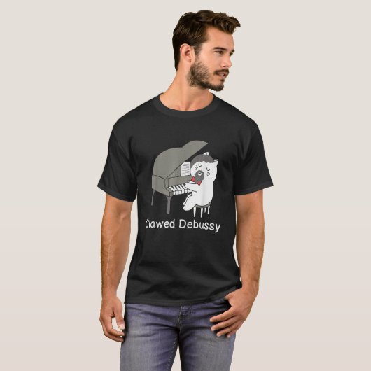 Clawed Debussy Cat Piano Classical Music Composer  T-Shirt (Vorne ganz)