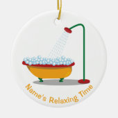 Clawfoot Wanne u. Blasen-Rot u. Gold Keramik Ornament (Vorne)