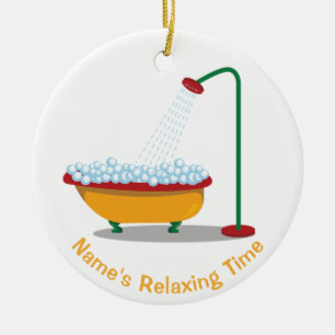 Clawfoot Wanne u. Blasen-Rot u. Gold Keramik Ornament