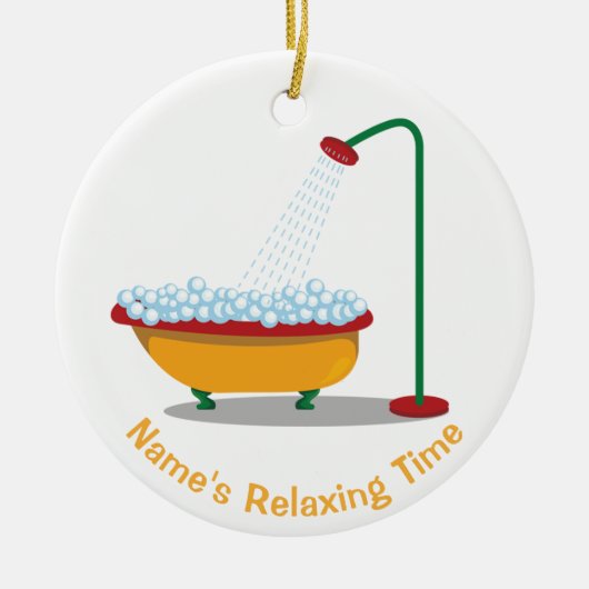 Clawfoot Wanne u. Blasen-Rot u. Gold Keramik Ornament (Vorne)