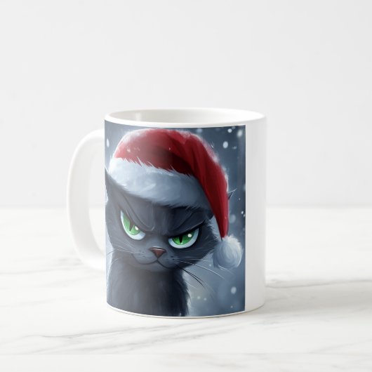 'Claws Humbug' Grumpy Christmas Cat Coffee Cup Kaffeetasse (Vorderseite Links)
