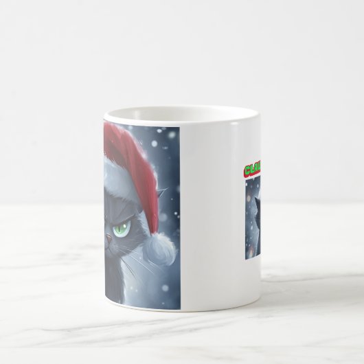 'Claws Humbug' Grumpy Christmas Cat Coffee Cup Kaffeetasse (Mittel)