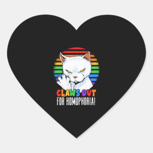 Claws Out for Homophobia Rainbow Angry LGBT Cat Herz-Aufkleber