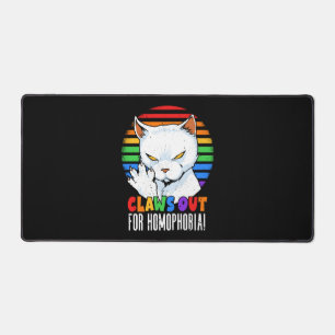 Claws Out for Homophobia Rainbow Angry LGBT Cat Schreibtischunterlage