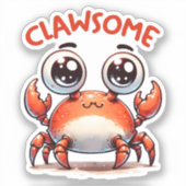Clawsome Funny Kawaii Crab Pun Sticker (Vorderseite)