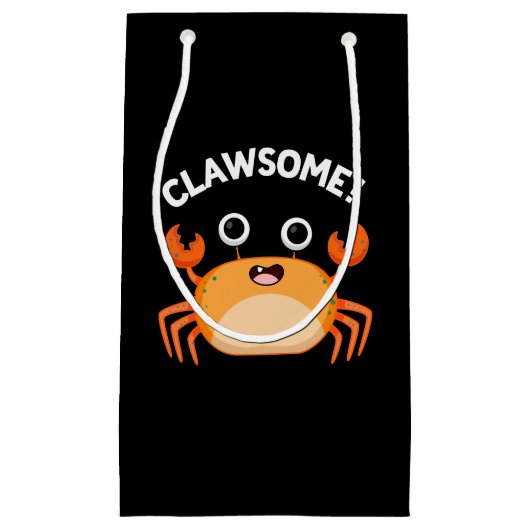 Clawsome Funny Phantastisch Crab Pun Dark BG Kleine Geschenktüte (Vorderseite)