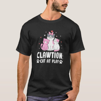 Clawtion Katze beim Spielen Lustiger Katzenliebhab T-Shirt