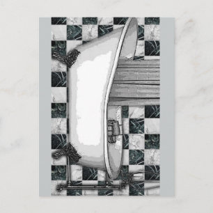 CLAWTUB BATH GRAY POSTKARTE