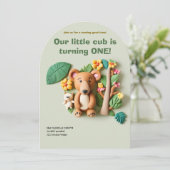 Clay Art Bear Familie Geburtstag Einladung (Stehend Vorderseite)
