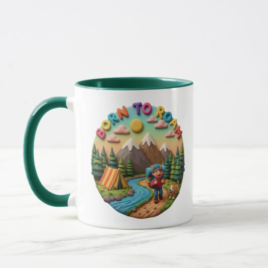 Clay Art “Born to Roam” Camping Adventure Scene Tasse (Links)