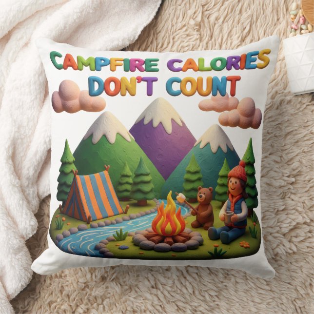 Clay Art “Campfire Calories Don’t Count” Scene Kissen (Decke)