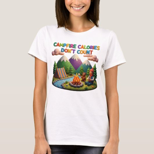 Clay Art “Campfire Calories Don’t Count” Scene T-Shirt (Vorderseite)