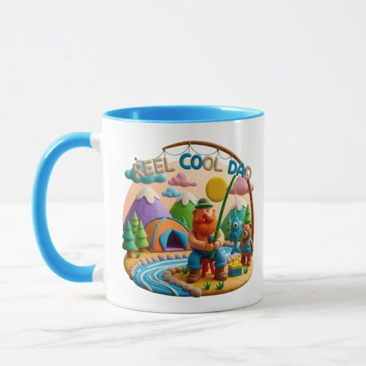 Clay Art “Reel Cool Dad” Fishing Scene Design Tasse (Links)