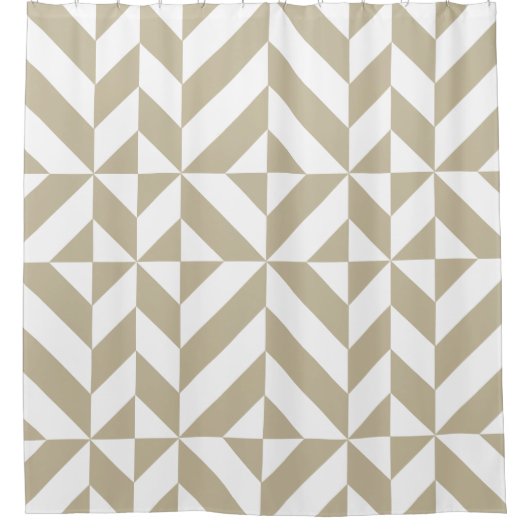 Clay Beige Geometric Cube Pattern Duschvorhang (Vorderseite)