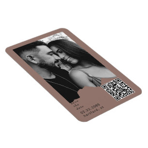 Clay Blush Paar Foto QR Code Hochzeit Magnet