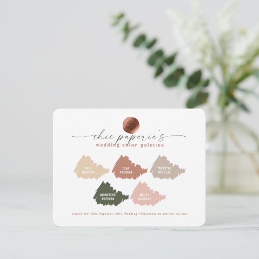 Clay & Blush Pink 2022 Palette Hochzeitsfarben Kar (Stehend Vorderseite)