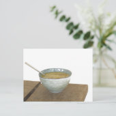 Clay Bowl Spoon Oats Porridge Table Postkarte (Stehend Vorderseite)