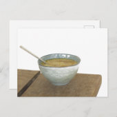 Clay Bowl Spoon Oats Porridge Table Postkarte (Vorne/Hinten)