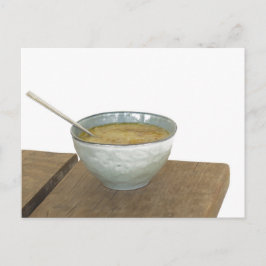Clay Bowl Spoon Oats Porridge Table Postkarte