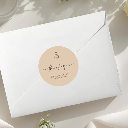 Clay | Chic & Moderne Hochzeitsmonogramm Runder Aufkleber
