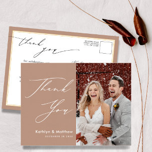 Clay Elegant Script Modernes Foto Hochzeit Vielen  Postkarte