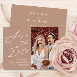 Clay Elegante Script Modernes Foto Einfache Hochze Save The Date