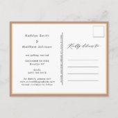 Clay Elegante Script Modernes Foto Save the Date Ankündigungspostkarte (Rückseite)