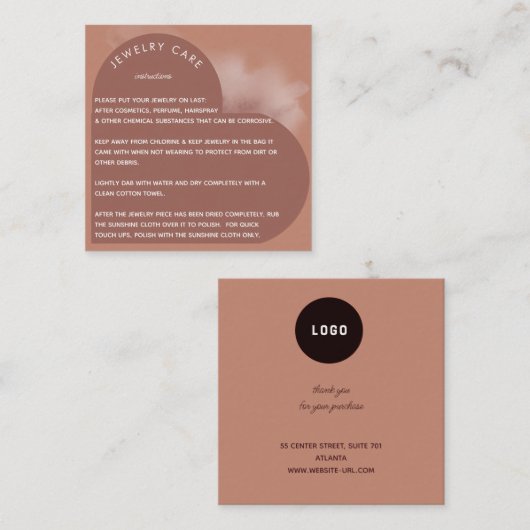 Clay Heart Arch Juwelierpflege Anleitung Danke Quadratische Visitenkarte (Vorne/Hinten)