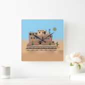 Clay House Quadratische Wanduhr (Zuhause)