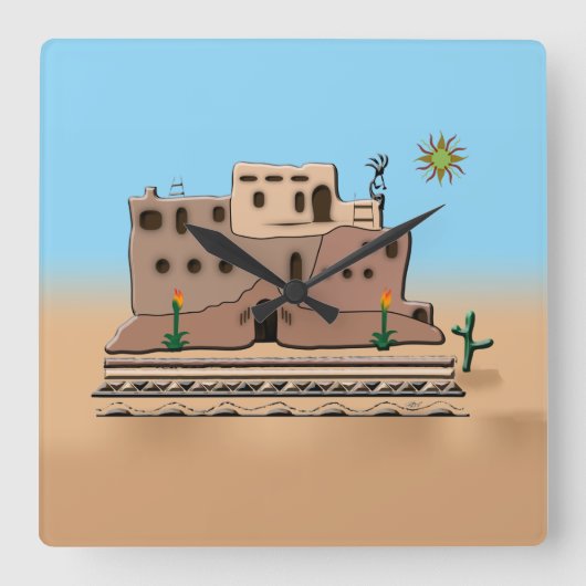 Clay House Quadratische Wanduhr (Vorderseite)