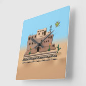 Clay House Quadratische Wanduhr (Winkel)