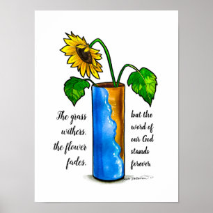 Clay-Jars - Sonnenblume in Vase - Aquarellkunst Poster