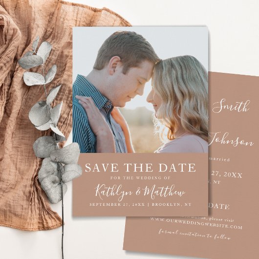 Clay Moderne Typografie Minimalistische Foto Hochz Save The Date
