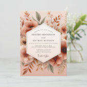 Clay Muted Botanical Wedding Einladung (Stehend Vorderseite)